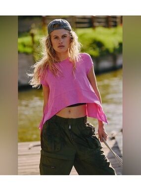 NWT FP Movement by Free People-Tempo Ribbed Short-Sleeve Tee -M